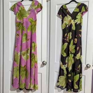 Vintage Romance K Reversible Floral Ruffle Maxi Dress Size S Boho Fairy